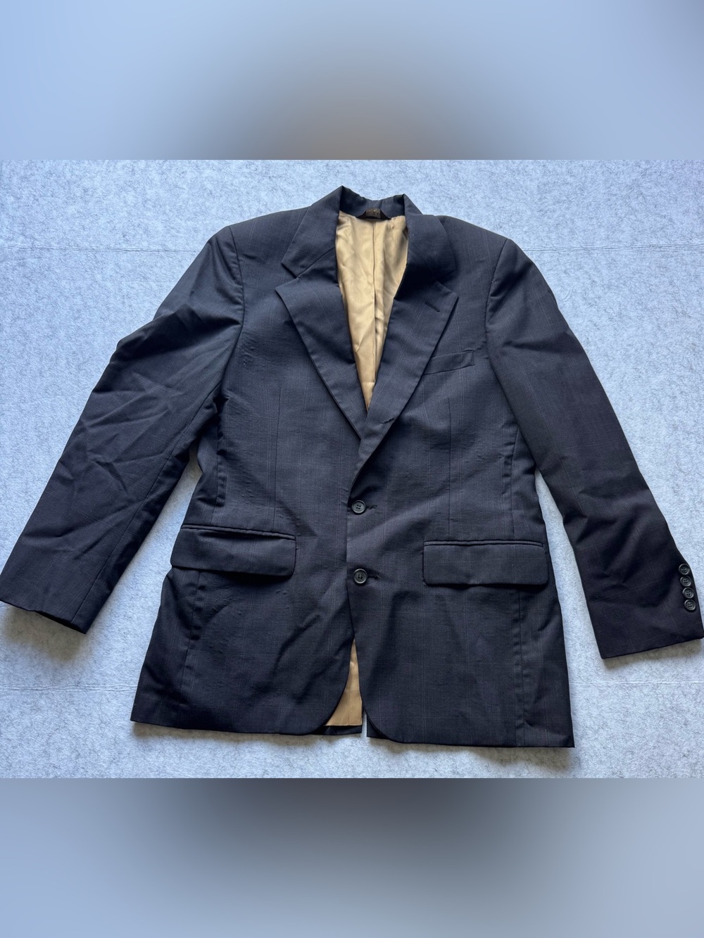 Bill Blass Kaufmann 100% Wool Sport Coat Blazer Men’s Navy Blue Approximate 40L